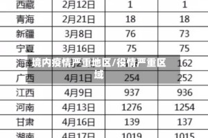 境内疫情严重地区/役情严重区域
