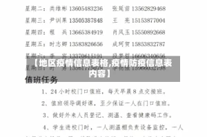 【地区疫情信息表格,疫情防疫信息表内容】