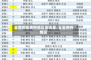 全国疫情病例地区查询表/全国病例情况