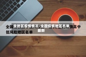 全地区疫情情况/全国疫情地区名单最新