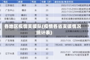 各地区疫情支援队(疫情各省支援情况统计表)