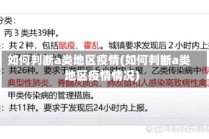 如何判断a类地区疫情(如何判断a类地区疫情情况)