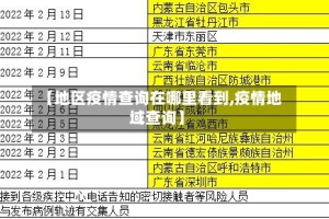 【地区疫情查询在哪里看到,疫情地域查询】