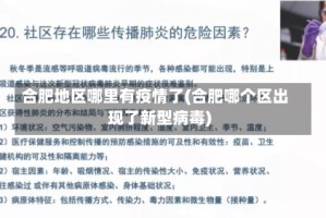 合肥地区哪里有疫情了(合肥哪个区出现了新型病毒)