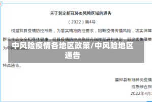 中风险疫情各地区政策/中风险地区通告