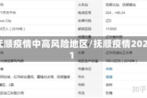 抚顺疫情中高风险地区/抚顺疫情2021