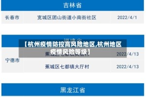 【杭州疫情防控高风险地区,杭州地区疫情风险等级】