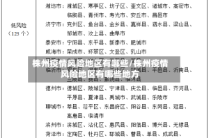 株州疫情风险地区有哪些/株州疫情风险地区有哪些地方