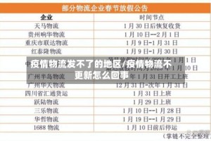 疫情物流发不了的地区/疫情物流不更新怎么回事