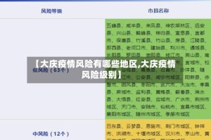 【大庆疫情风险有哪些地区,大庆疫情风险级别】