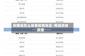 到商城怎么报备疫情地区/商城防疫政策