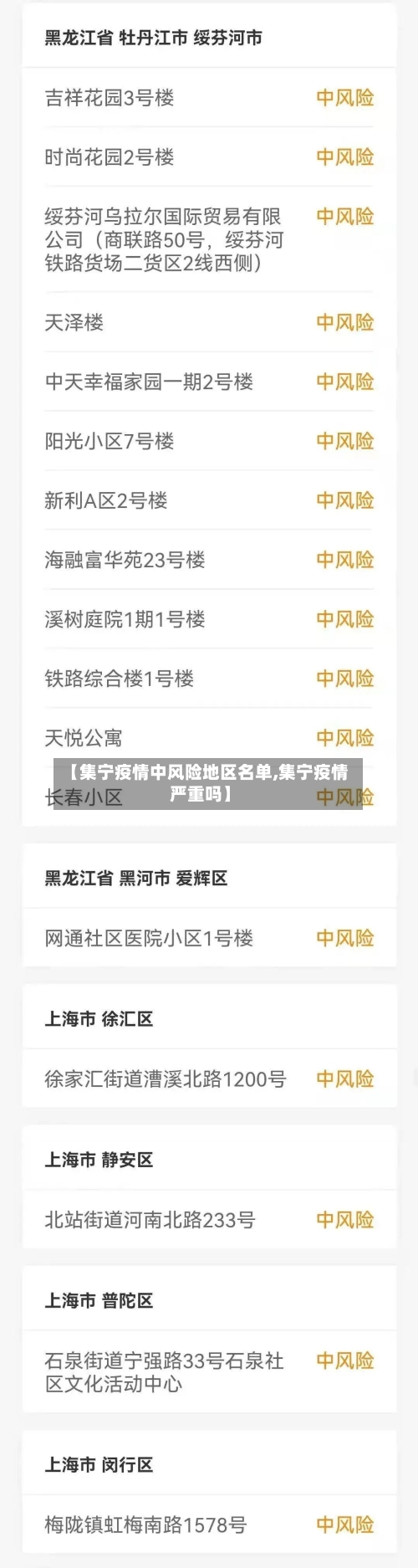 【集宁疫情中风险地区名单,集宁疫情严重吗】-第1张图片